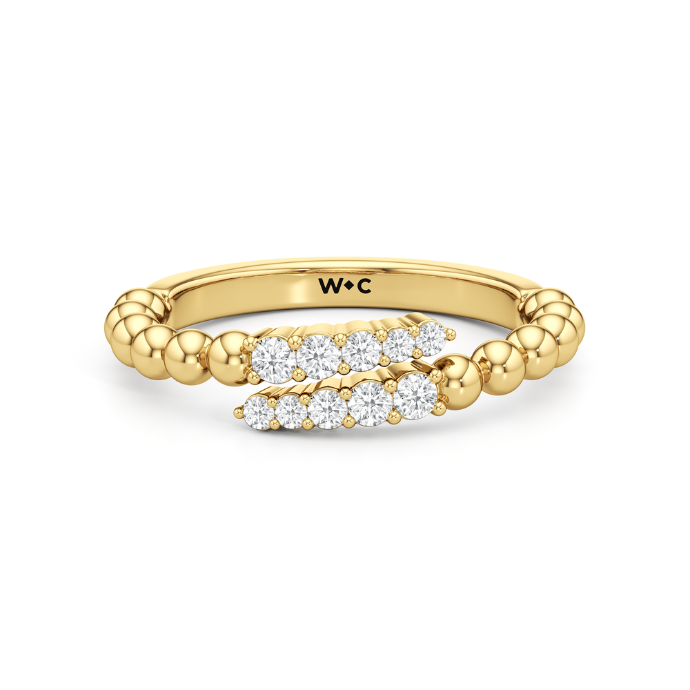 The Juliet Beaded Crossover Ring with 18K Yellow Gold Vermeil / 1/5 / 7 Cut Diamond in 14KT 18K Yellow Gold Vermeil / 1/5 / 7 view 1
