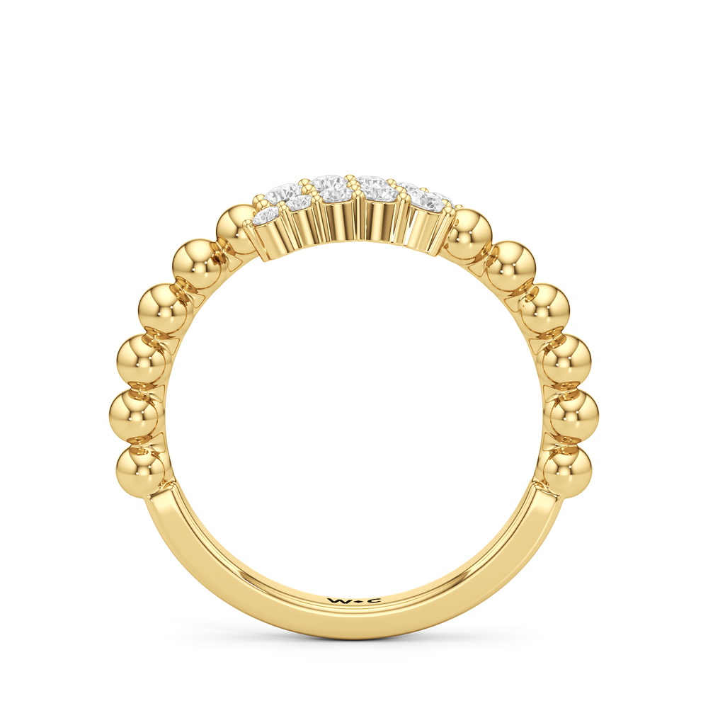 The Juliet Beaded Crossover Ring with 18K Yellow Gold Vermeil / 1/5 / 6 Cut Diamond in 14KT 18K Yellow Gold Vermeil / 1/5 / 6 view 2
