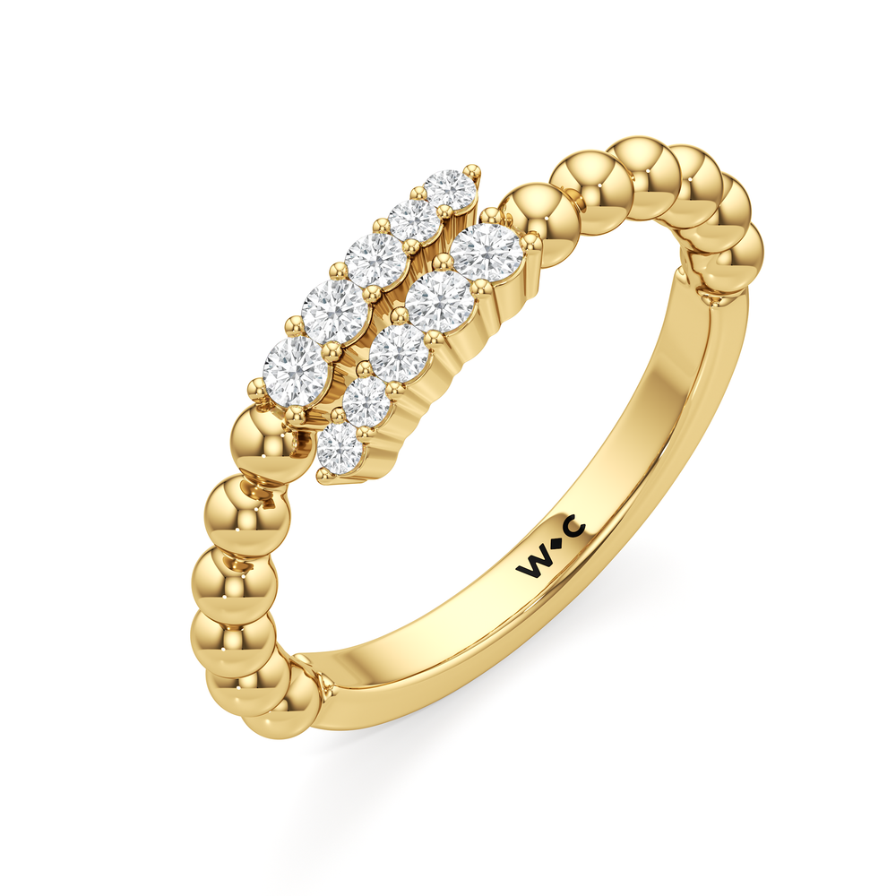 The Juliet Beaded Crossover Ring with 18K Yellow Gold Vermeil / 1/5 / 7 Cut Diamond in 14KT 18K Yellow Gold Vermeil / 1/5 / 7 view 3
