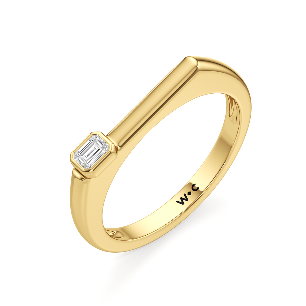 The Scottie Emerald Stacker Ring with 18K Yellow Gold Vermeil / 1/10 / 6 Cut Diamond in 14KT 18K Yellow Gold Vermeil / 1/10 / 6 view 3
