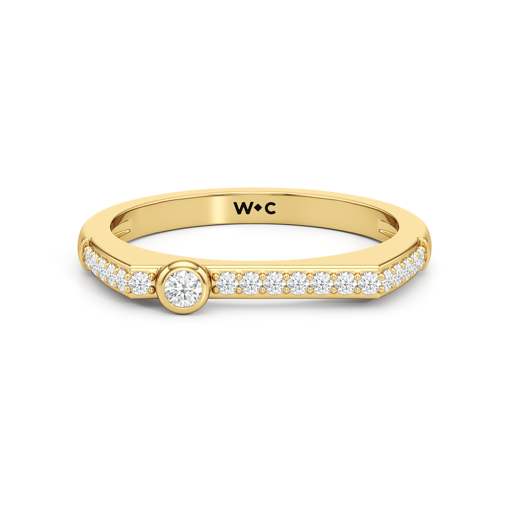 The Scottie Round Stacker Ring with 18K Yellow Gold Vermeil / 1/5 / 7 Cut Diamond in 14KT 18K Yellow Gold Vermeil / 1/5 / 7 view 1
