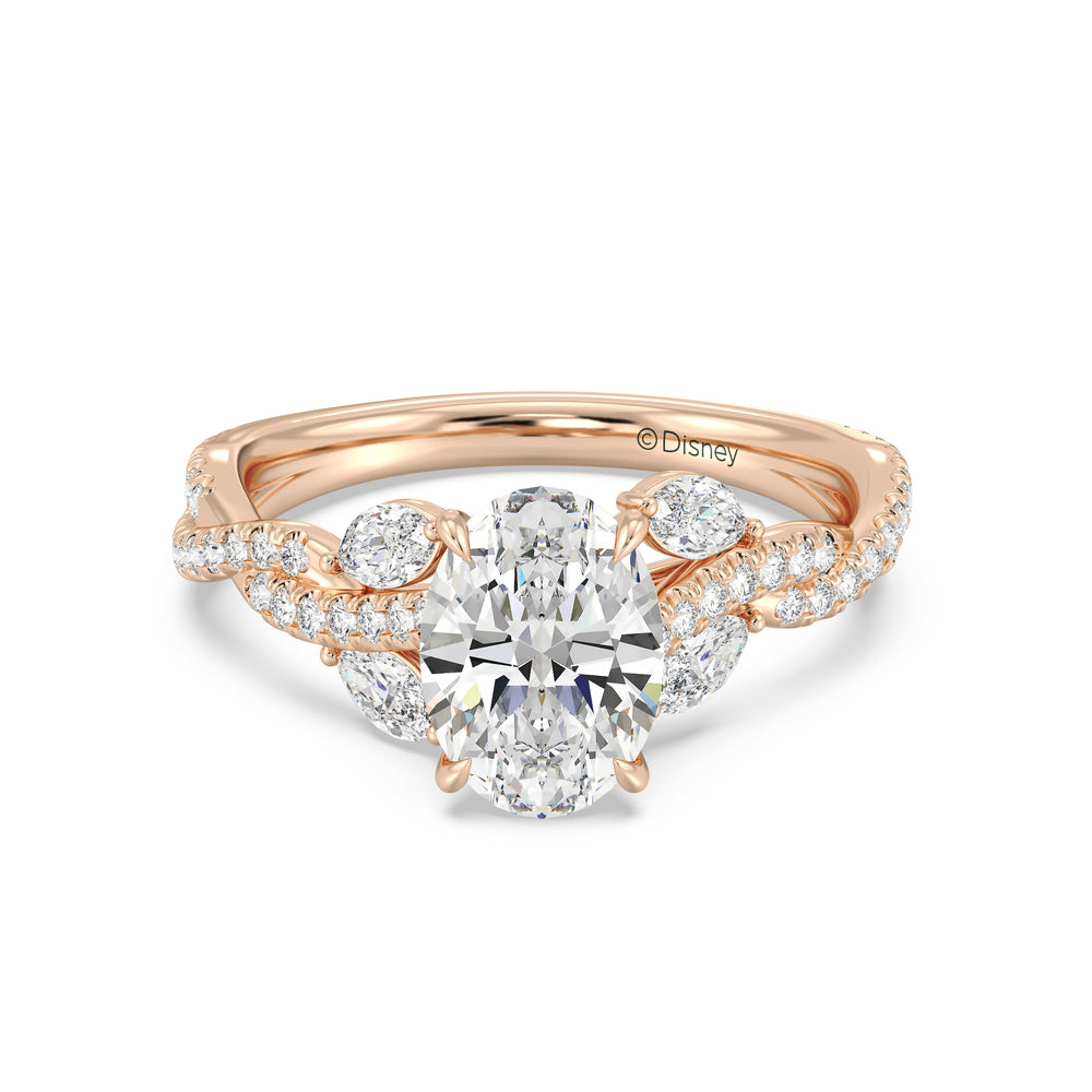 Enchanted Star Lab Grown Diamond And 14K Gold Disney Princess Rapunzel Vine Engagement Ring with Rose Cut Diamond in 14KT Oval view 2
