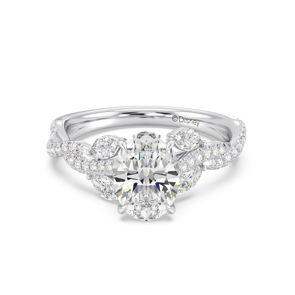 Enchanted Star Lab Grown Diamond And 14K Gold Disney Princess Rapunzel Vine Engagement Ring with White Cut Diamond in 14KT Oval view 2
