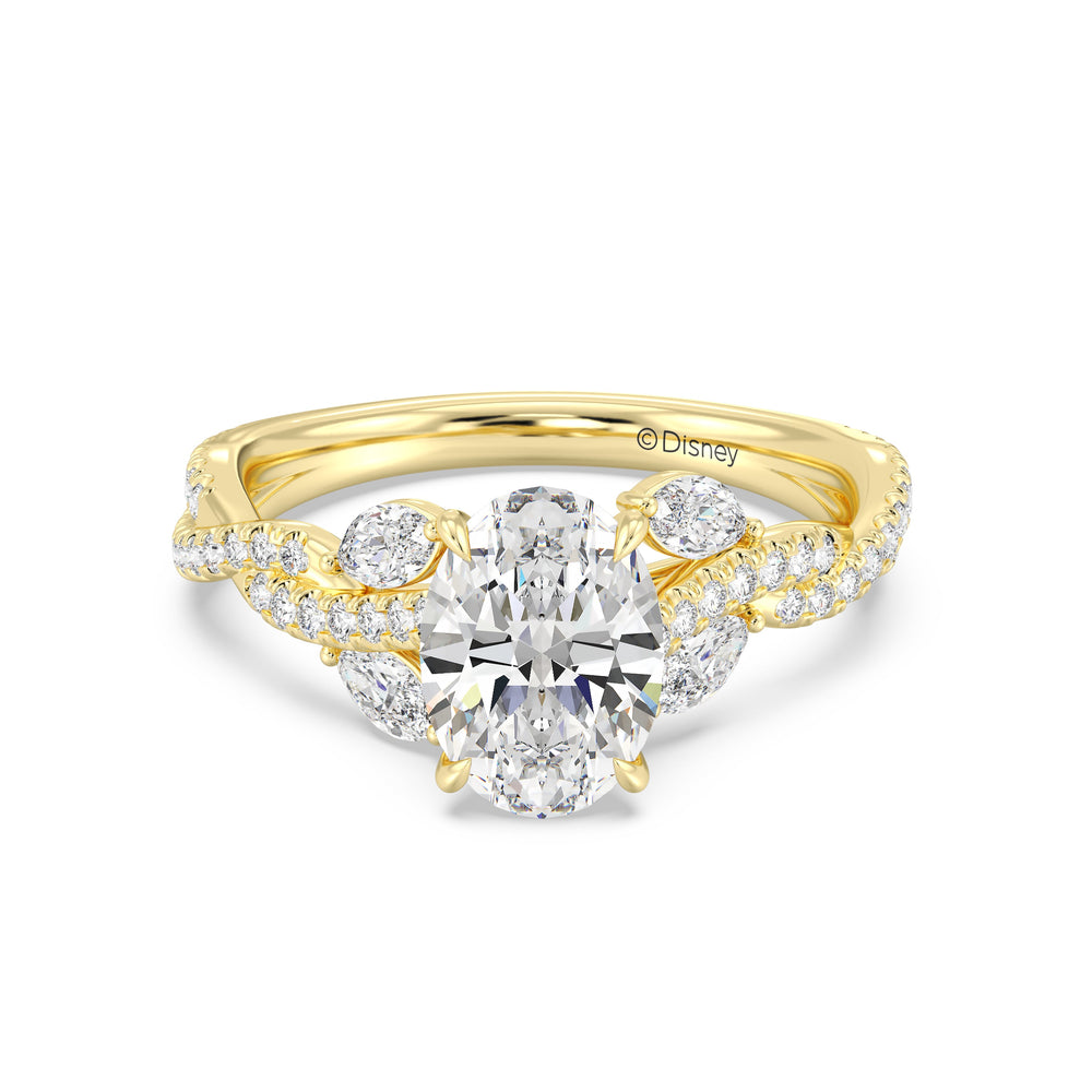 Enchanted Star Lab Grown Diamond And 14K Gold Disney Princess Rapunzel Vine Engagement Ring with Yellow Cut Diamond in 14KT Oval view 2
