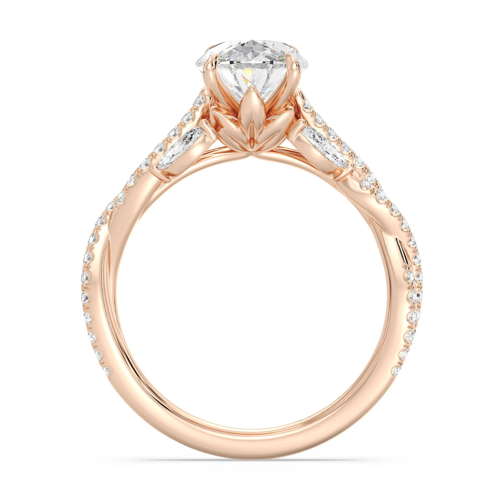 Enchanted Star Lab Grown Diamond And 14K Gold Disney Princess Rapunzel Vine Engagement Ring with Rose Cut Diamond in 14KT Oval view 3
