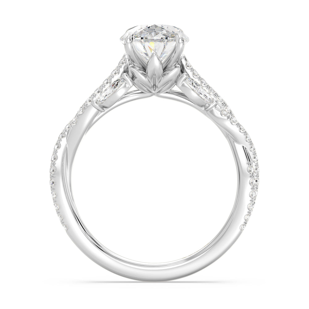 Enchanted Star Lab Grown Diamond And 14K Gold Disney Princess Rapunzel Vine Engagement Ring with White Cut Diamond in 14KT Oval view 3
