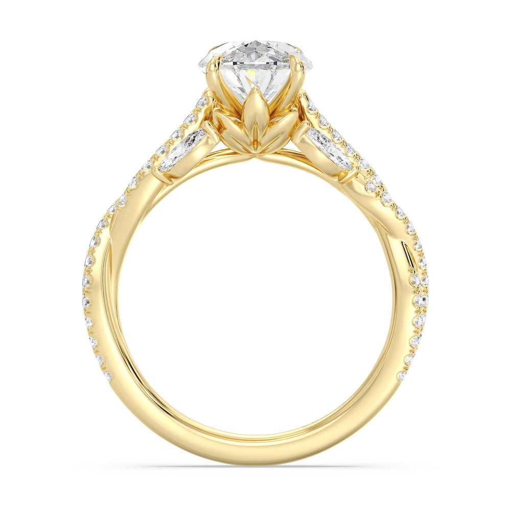 Enchanted Star Lab Grown Diamond And 14K Gold Disney Princess Rapunzel Vine Engagement Ring with Yellow Cut Diamond in 14KT Oval view 3
