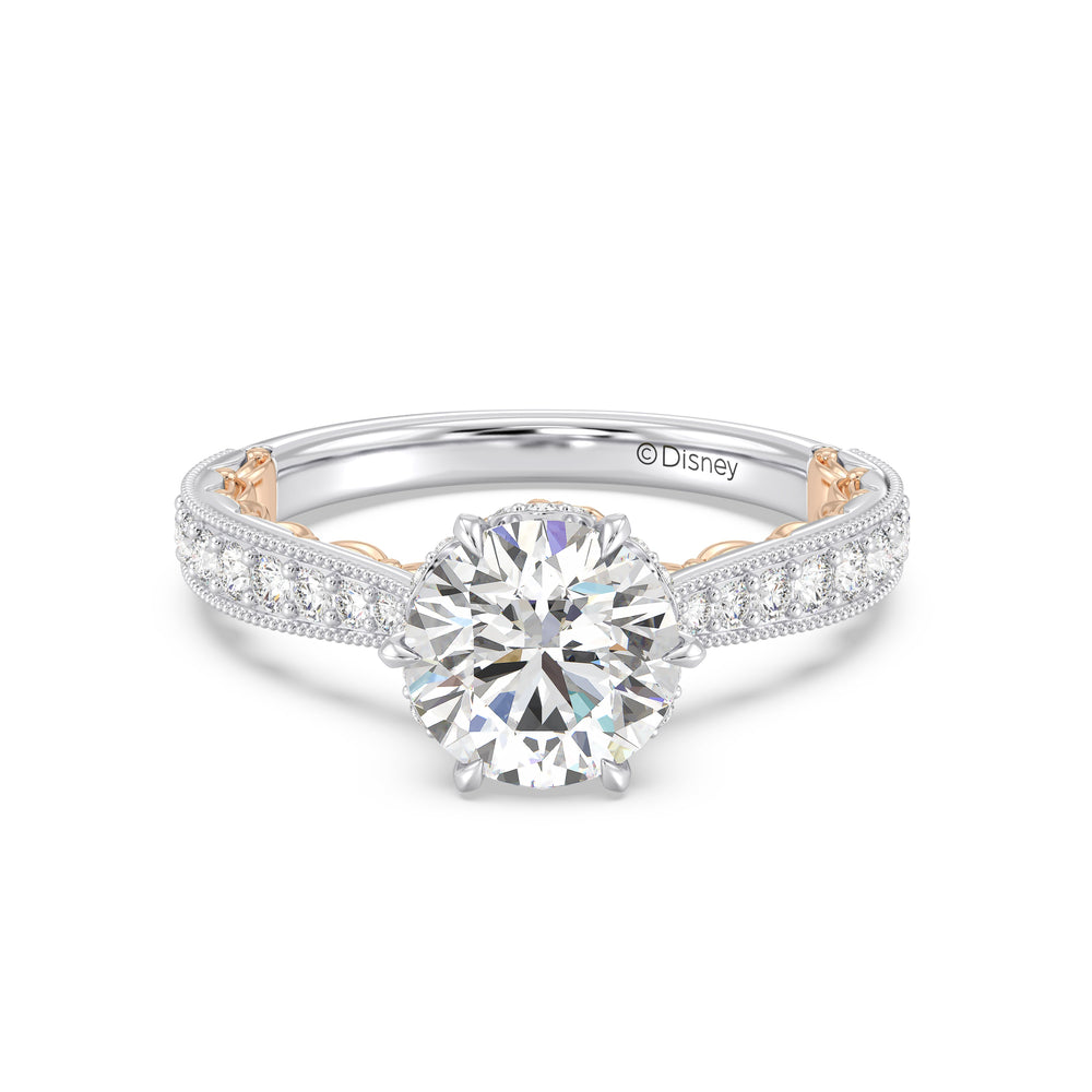Enchanted Star Lab Grown Diamond And 14K Gold Disney Princess Belle Vintage Engagement Ring with White/Rose Cut Diamond in 14KT Round view 2
