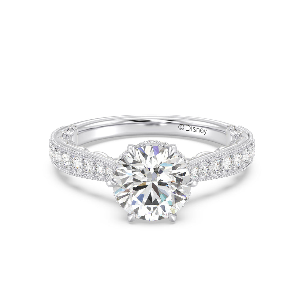 Enchanted Star Lab Grown Diamond And 14K Gold Disney Princess Belle Vintage Engagement Ring with White Cut Diamond in 14KT Round view 2
