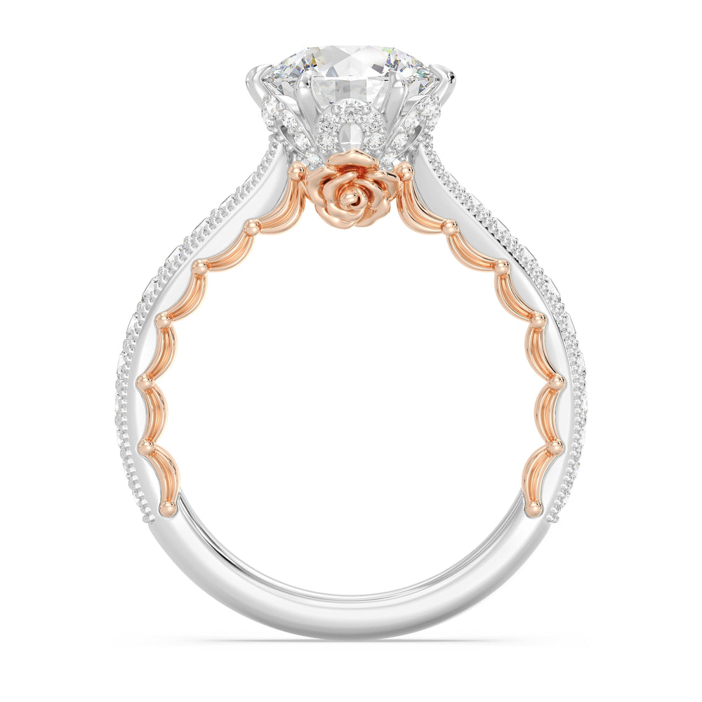 Enchanted Star Lab Grown Diamond And 14K Gold Disney Princess Belle Vintage Engagement Ring with White/Rose Cut Diamond in 14KT Round view 3
