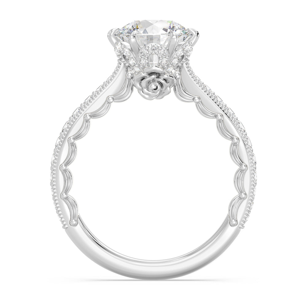 Enchanted Star Lab Grown Diamond And 14K Gold Disney Princess Belle Vintage Engagement Ring with White Cut Diamond in 14KT Round view 3
