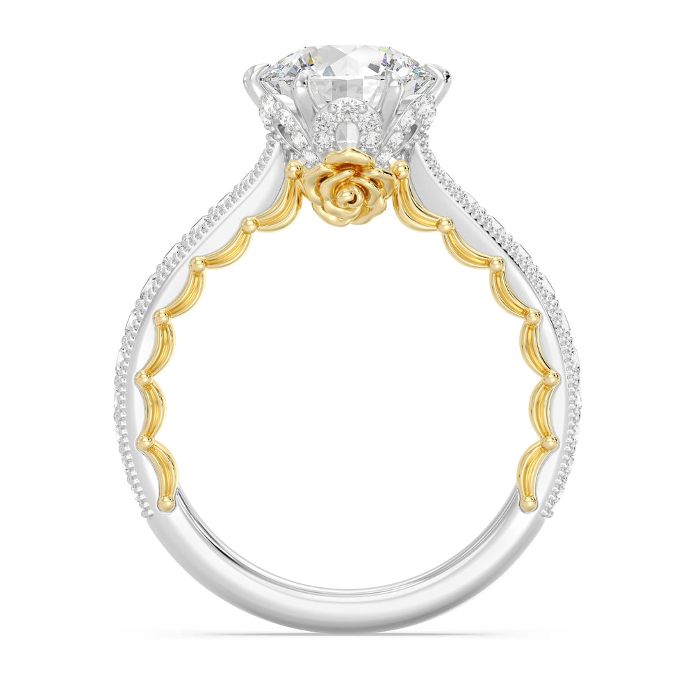 Enchanted Star Lab Grown Diamond And 14K Gold Disney Princess Belle Vintage Engagement Ring with White/Yellow Cut Diamond in 14KT Round view 3
