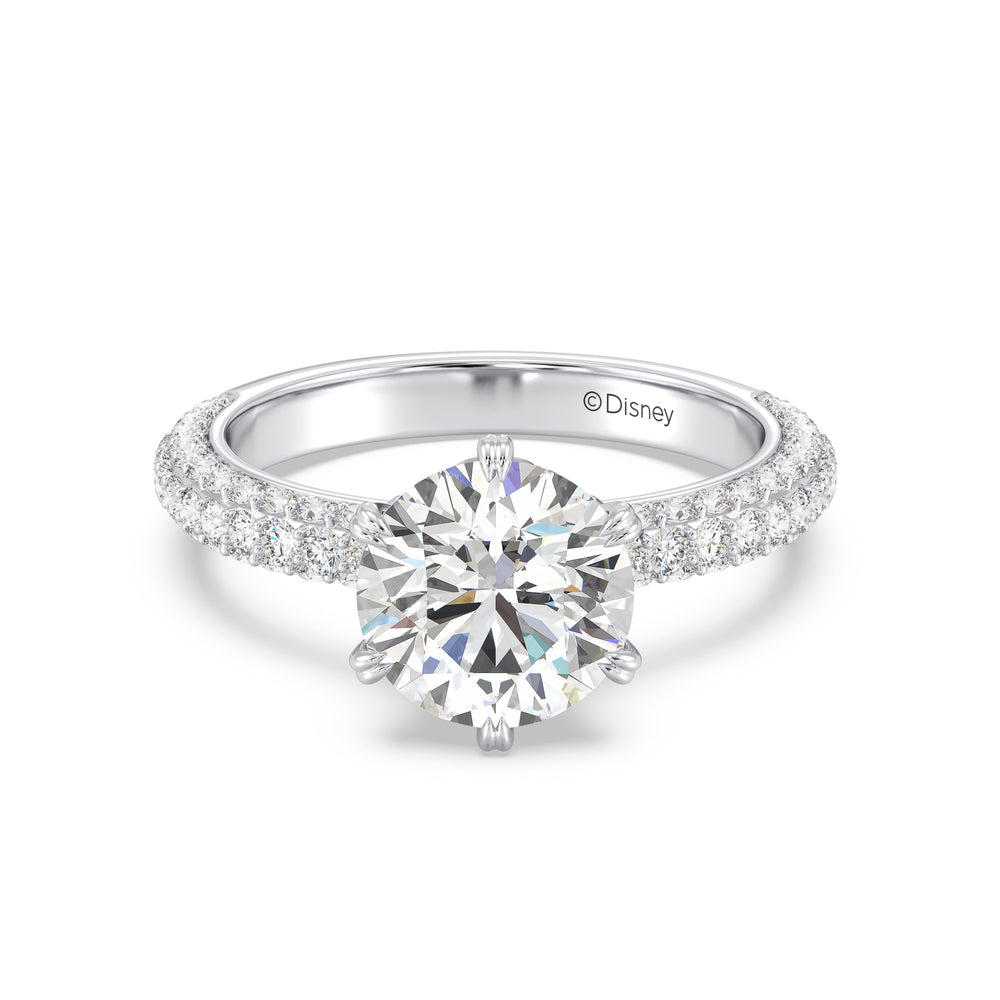 Enchanted Star Lab Grown Diamond And 14K Gold Disney Princess Cinderella Under-Halo Engagement Ring with White Cut Diamond in 14KT Round view 2
