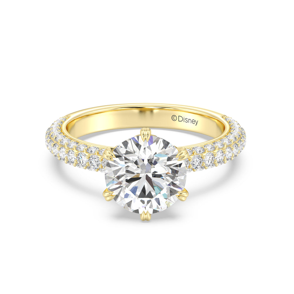 Enchanted Star Lab Grown Diamond And 14K Gold Disney Princess Cinderella Under-Halo Engagement Ring with Yellow Cut Diamond in 14KT Round view 2
