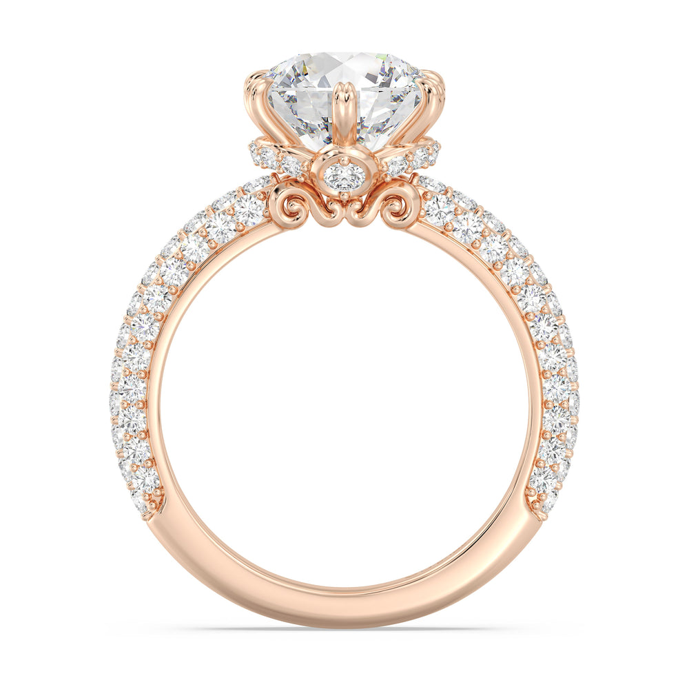Enchanted Star Lab Grown Diamond And 14K Gold Disney Princess Cinderella Under-Halo Engagement Ring with Rose Cut Diamond in 14KT Round view 3
