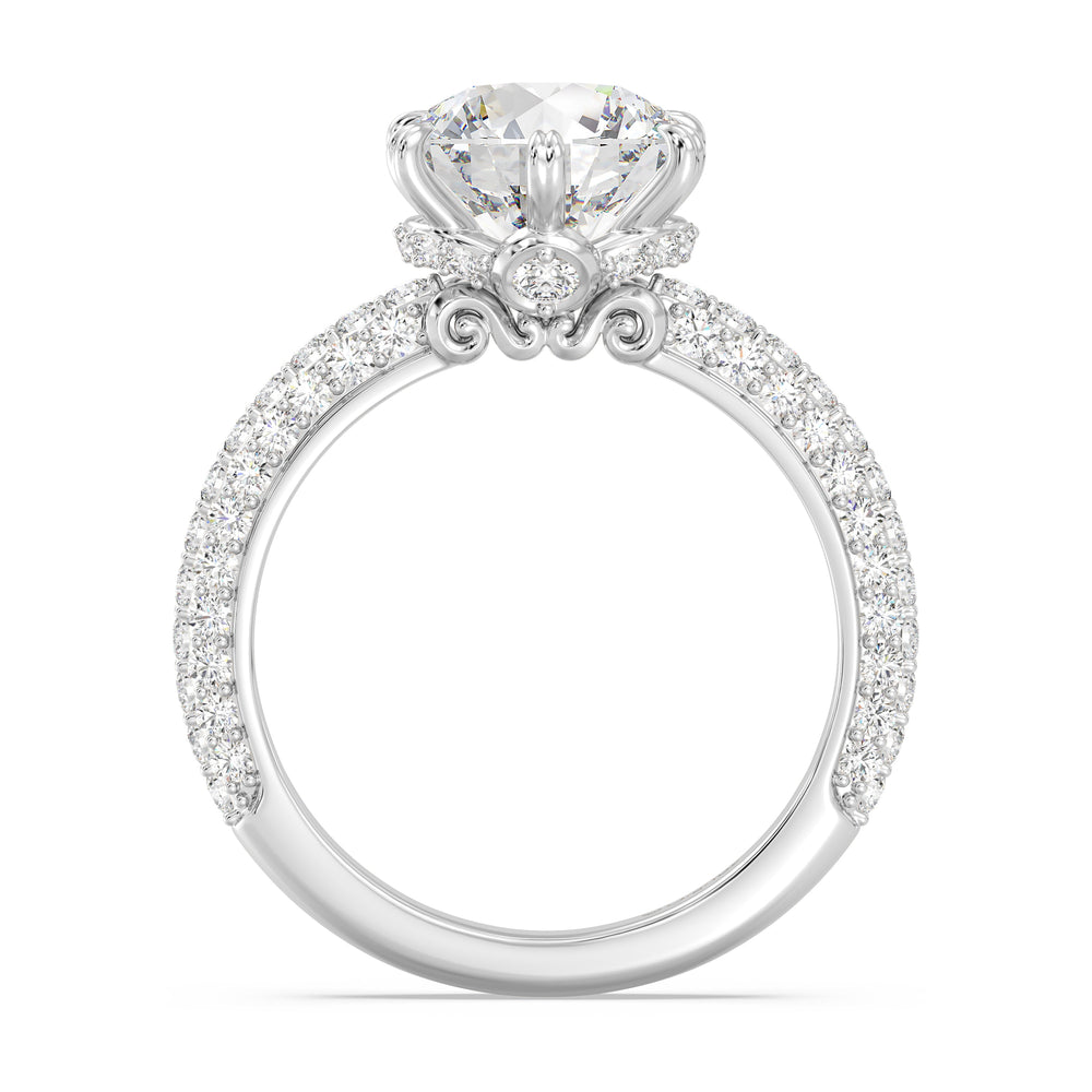 Enchanted Star Lab Grown Diamond And 14K Gold Disney Princess Cinderella Under-Halo Engagement Ring with White Cut Diamond in 14KT Round view 3
