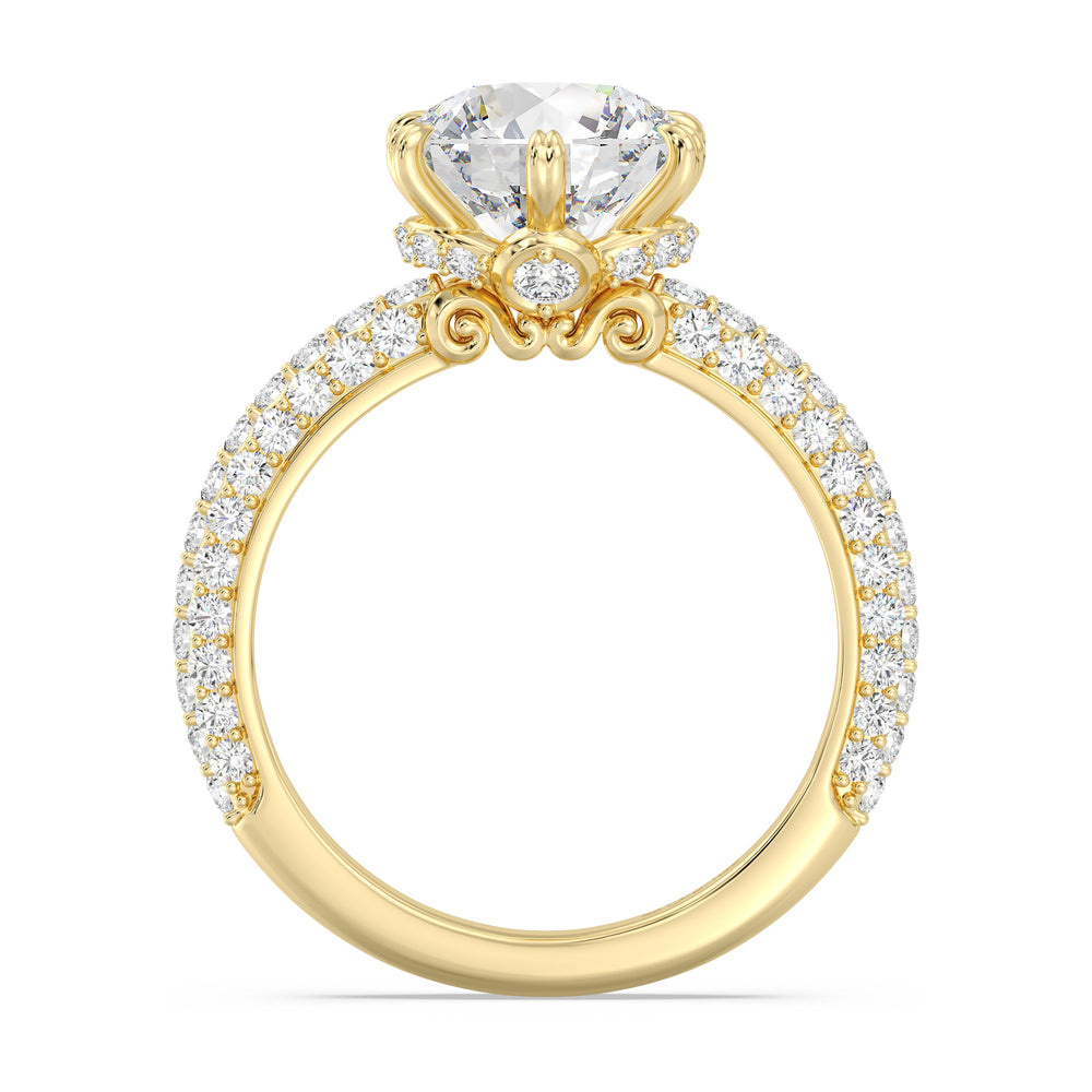 Enchanted Star Lab Grown Diamond And 14K Gold Disney Princess Cinderella Under-Halo Engagement Ring with Yellow Cut Diamond in 14KT Round view 3

