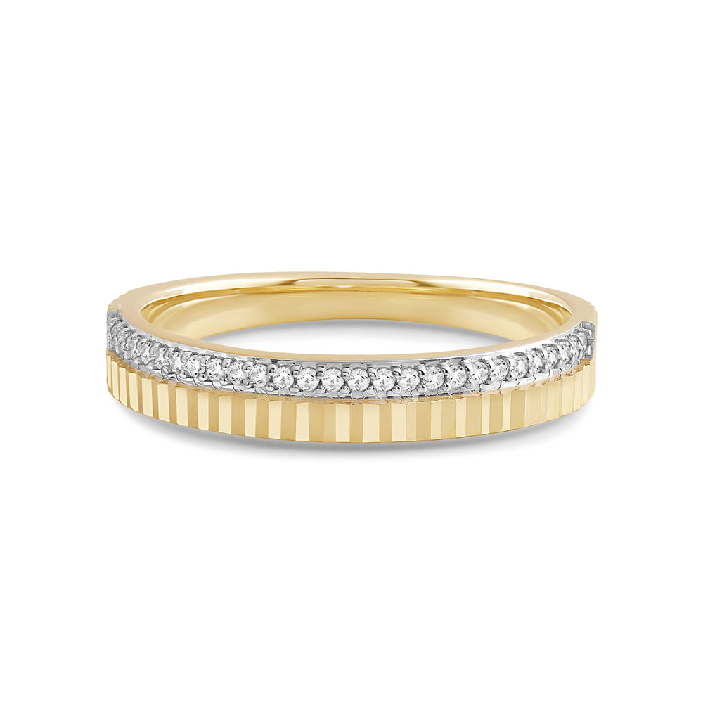 Fluted Groove Ring with 18KT Yellow Gold / Lab / 1/10 Cut Diamond in 14KT Yellow Gold / Lab / 1/10 view 1
