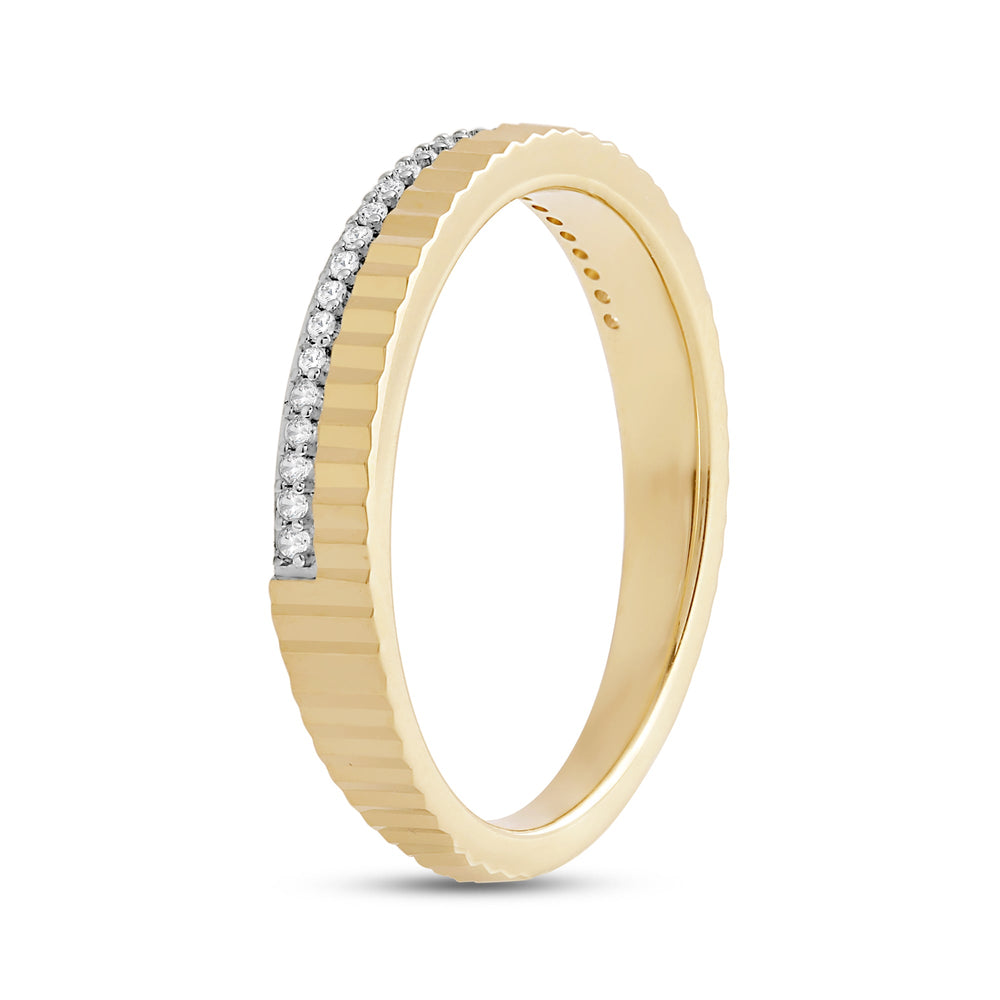 Fluted Groove Ring with 18KT Yellow Gold / Lab / 1/10 Cut Diamond in 14KT Yellow Gold / Lab / 1/10 view 6
