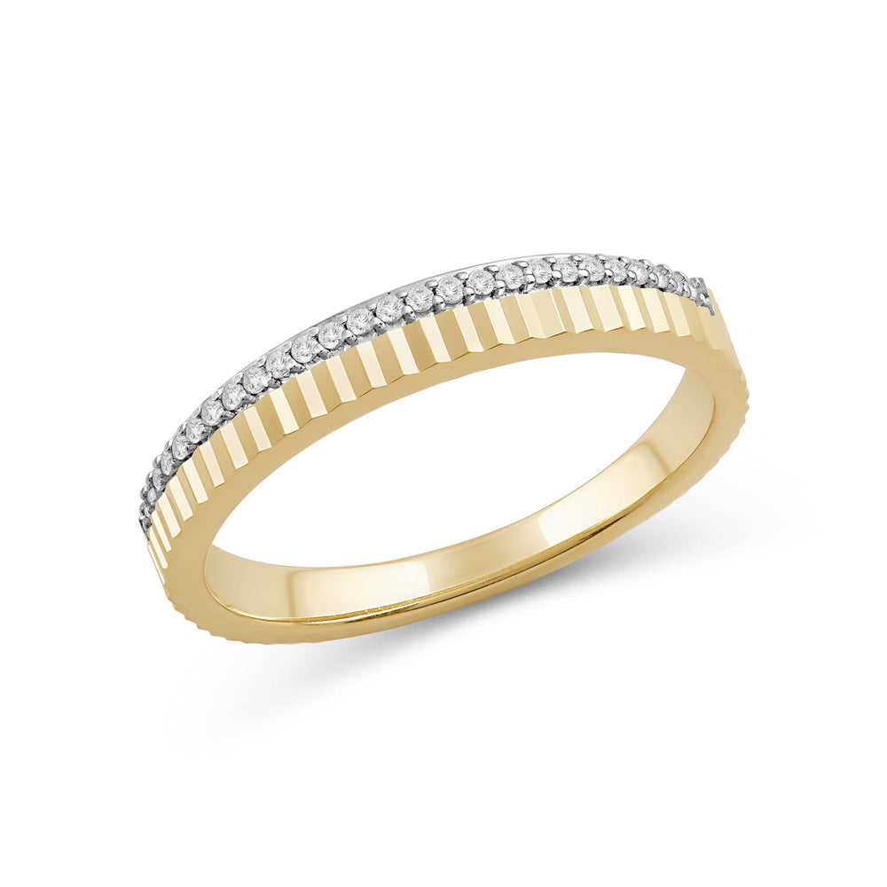 Fluted Groove Ring with 18KT Yellow Gold / Lab / 1/10 Cut Diamond in 14KT Yellow Gold / Lab / 1/10 view 5
