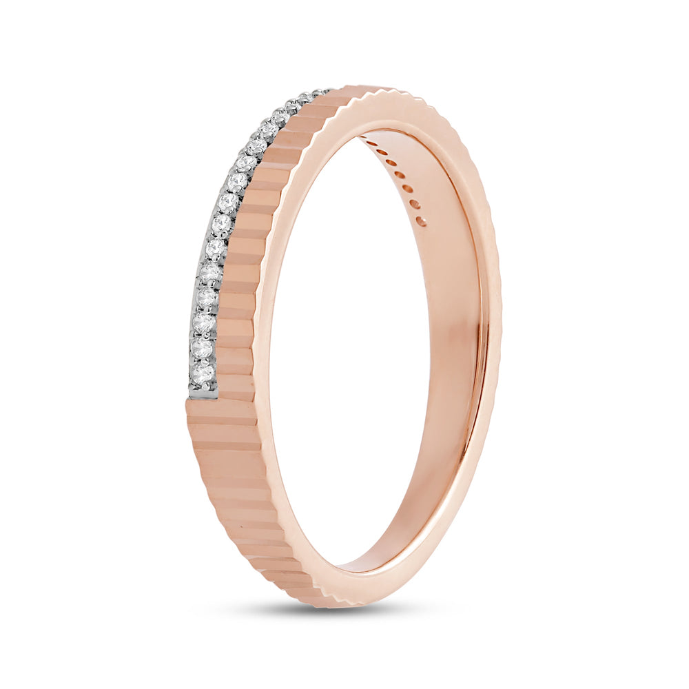 Fluted Groove Ring with 18KT Rose Gold / Lab / 1/10 Cut Diamond in 14KT Rose Gold / Lab / 1/10 view 6
