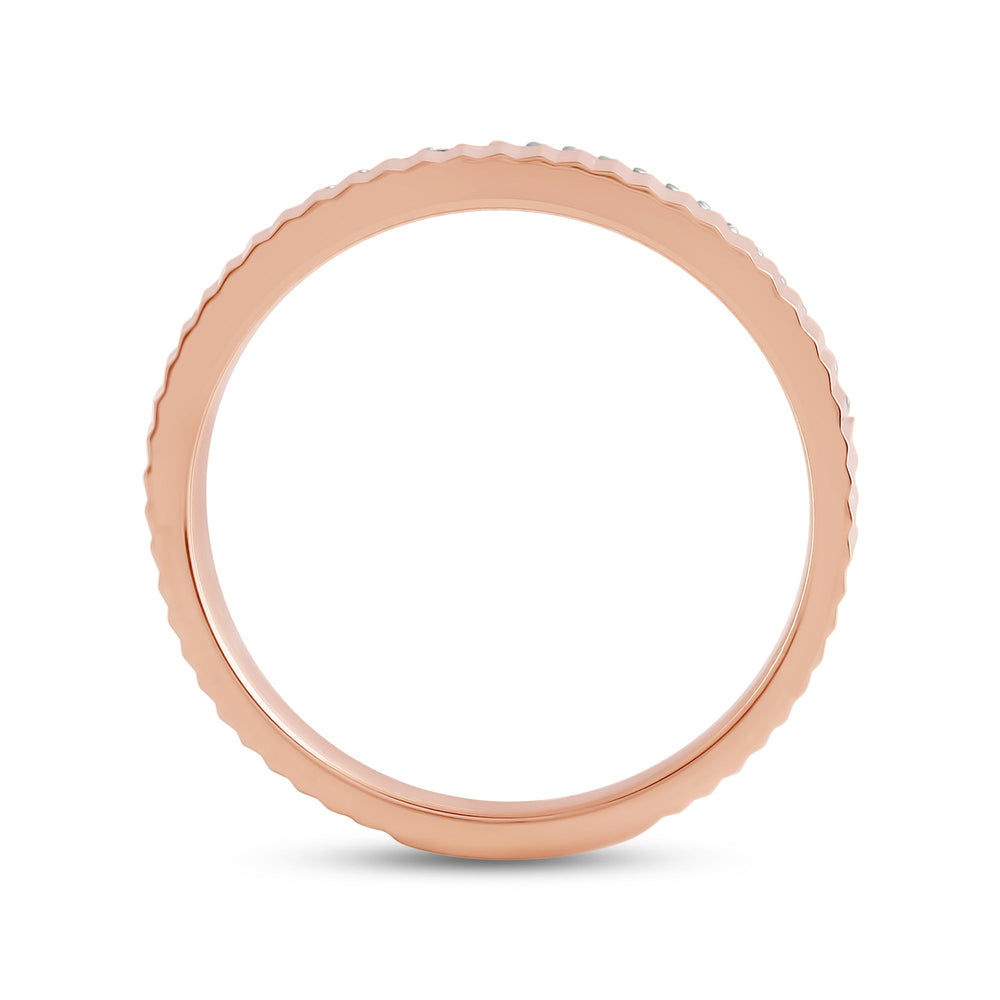 Fluted Groove Ring with 18KT Rose Gold / Lab / 1/10 Cut Diamond in 14KT Rose Gold / Lab / 1/10 view 4
