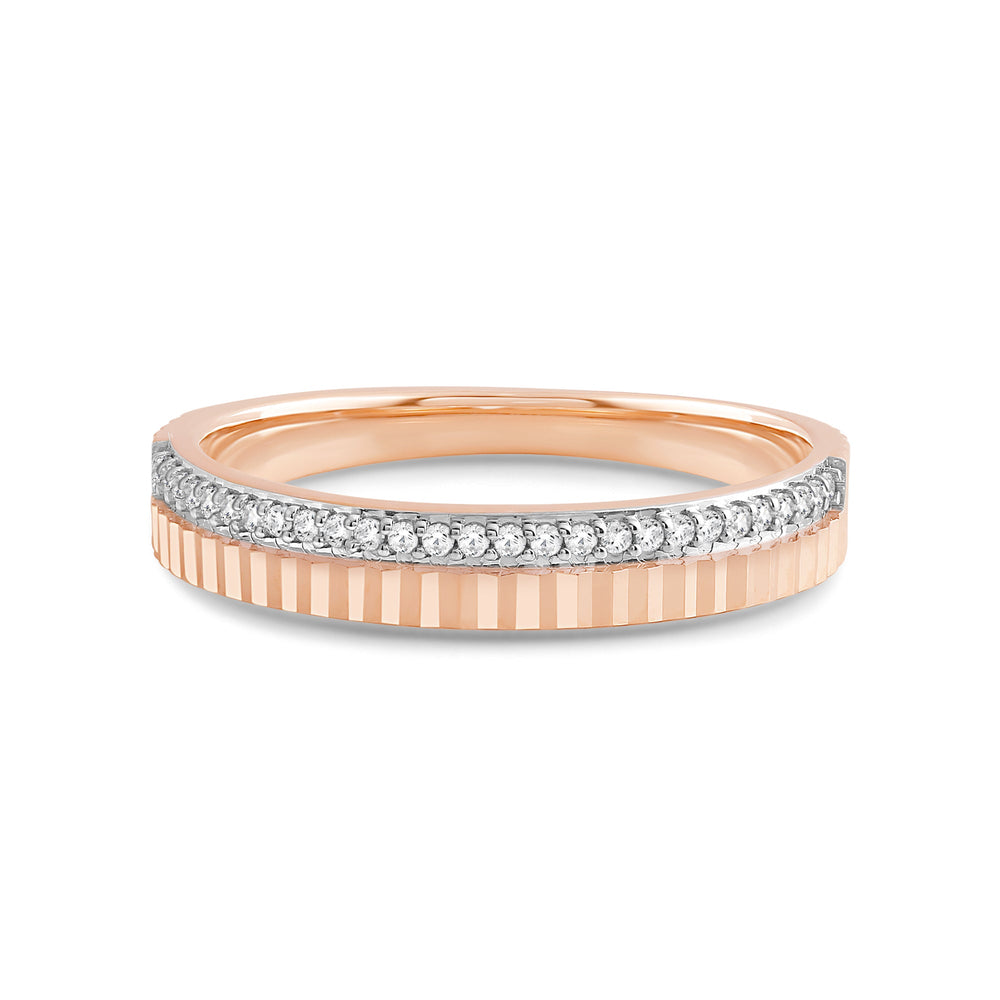 Fluted Groove Ring with 18KT Rose Gold / Lab / 1/10 Cut Diamond in 14KT Rose Gold / Lab / 1/10 view 1
