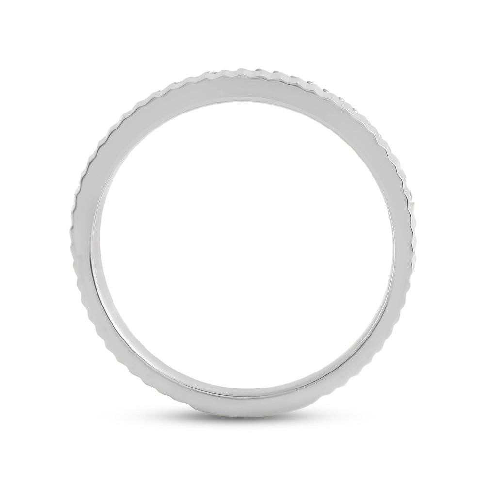 Fluted Groove Ring with 18KT White Gold / Lab / 1/10 Cut Diamond in 14KT White Gold / Lab / 1/10 view 4
