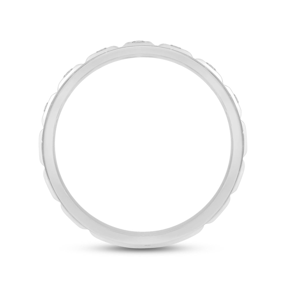 Geometric Block Ring with 18KT White Gold / Lab / 1/8 Cut Diamond in 14KT White Gold / Lab / 1/8 view 4
