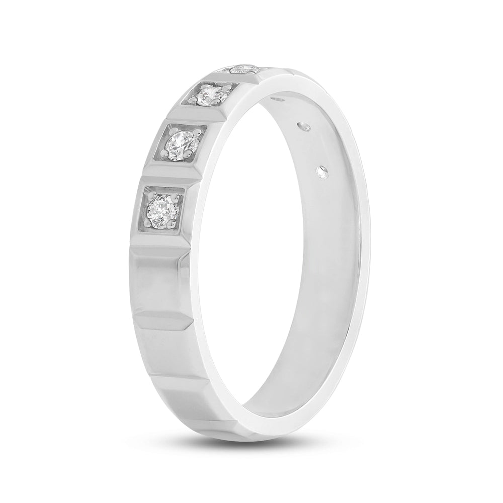 Geometric Block Ring with 18KT White Gold / Lab / 1/8 Cut Diamond in 14KT White Gold / Lab / 1/8 view 6
