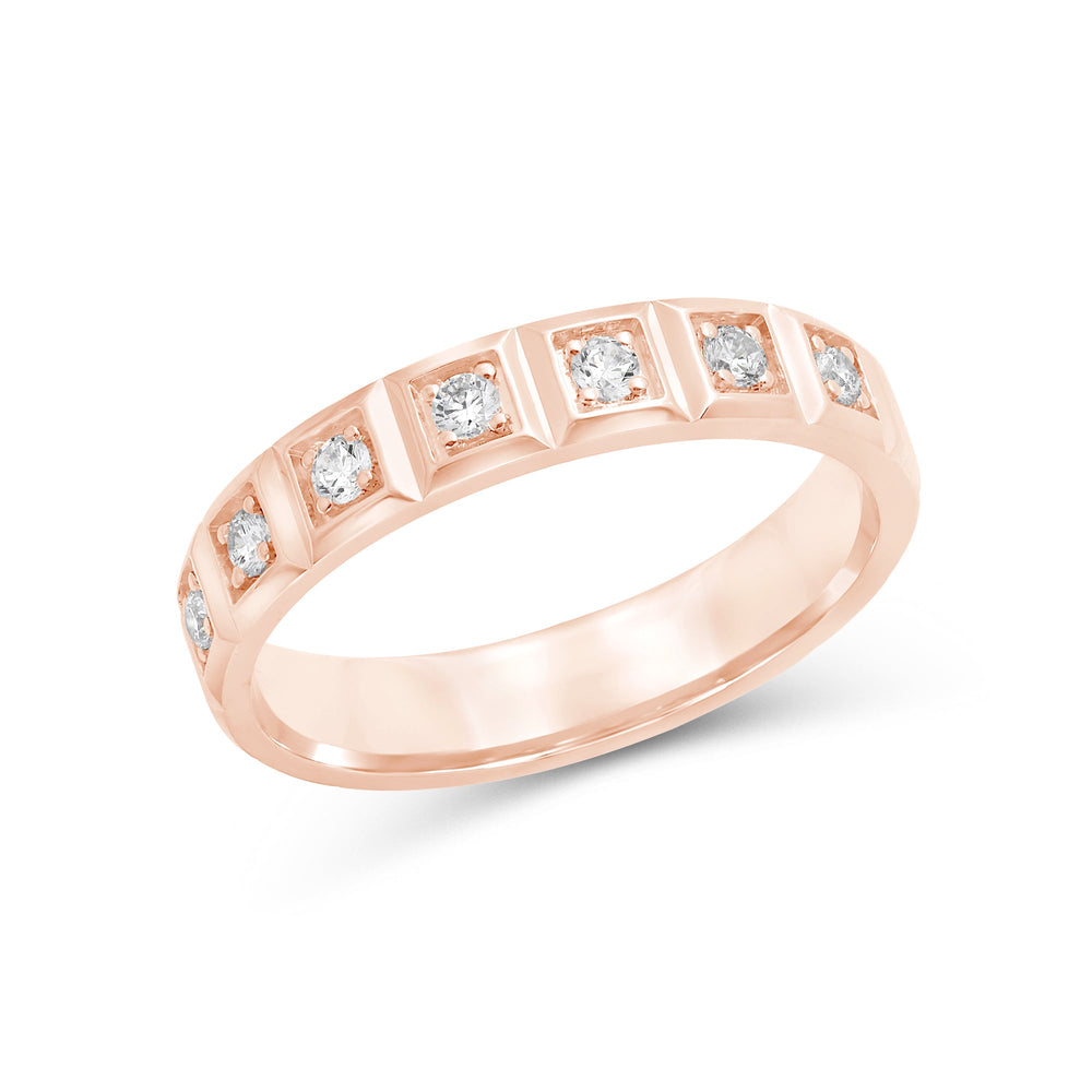 Geometric Block Ring with 18KT Rose Gold / Lab / 1/8 Cut Diamond in 14KT Rose Gold / Lab / 1/8 view 5
