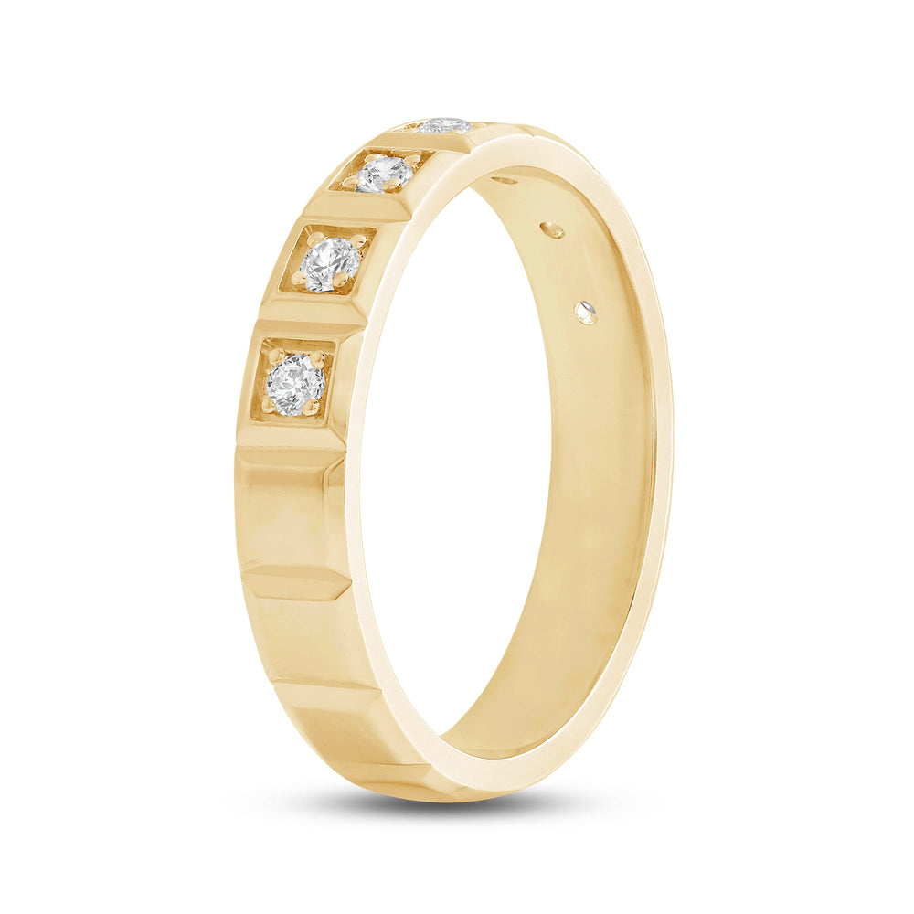 Geometric Block Ring with 18KT Yellow Gold / Lab / 1/8 Cut Diamond in 14KT Yellow Gold / Lab / 1/8 view 6
