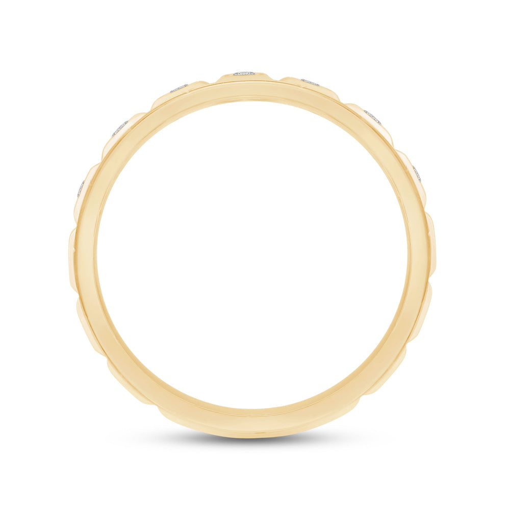 Geometric Block Ring with 18KT Yellow Gold / Lab / 1/8 Cut Diamond in 14KT Yellow Gold / Lab / 1/8 view 4
