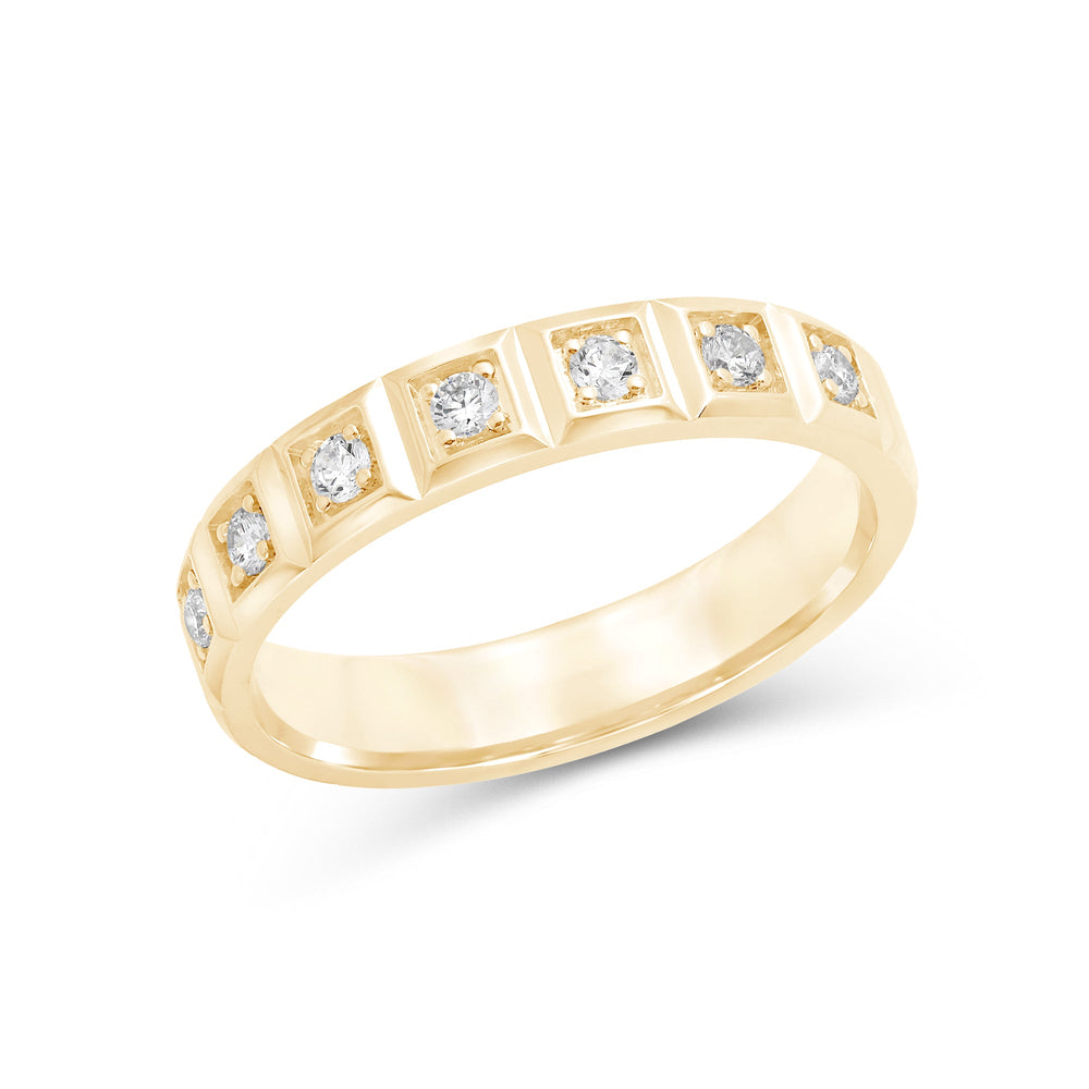 Geometric Block Ring with 18KT Yellow Gold / Lab / 1/8 Cut Diamond in 14KT Yellow Gold / Lab / 1/8 view 5
