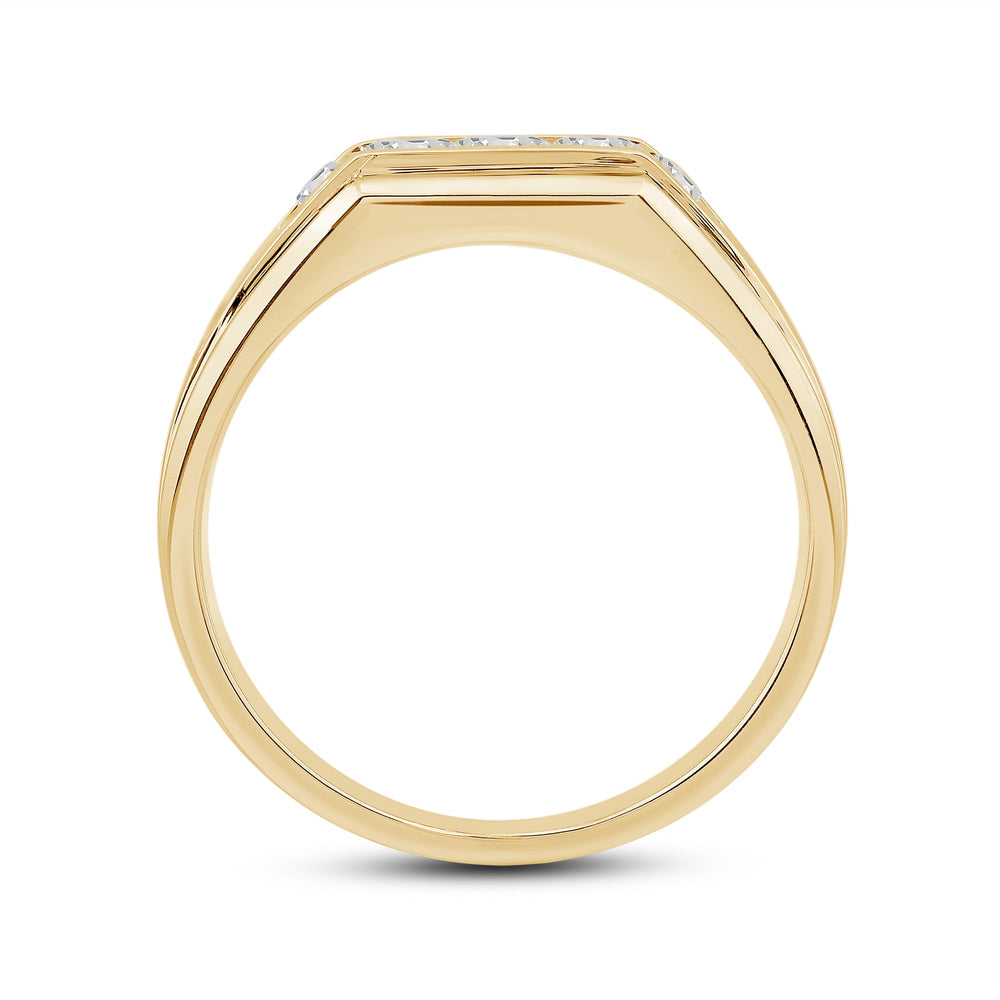 5 Stone Stepped Mens' Ring with Jan Cut Diamond in 14KT Yellow Gold / Lab / 02 view 4

