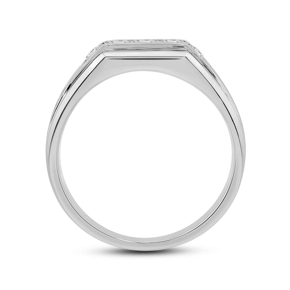 5 Stone Stepped Mens' Ring with Jan Cut Diamond in 14KT Platinum / Lab / 02 view 4
