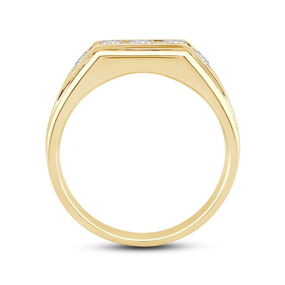 5 Stone Stepped Mens' Ring with 18KT Yellow Gold / Lab / 1 Cut Diamond in 14KT Yellow Gold / Lab / 1 view 4
