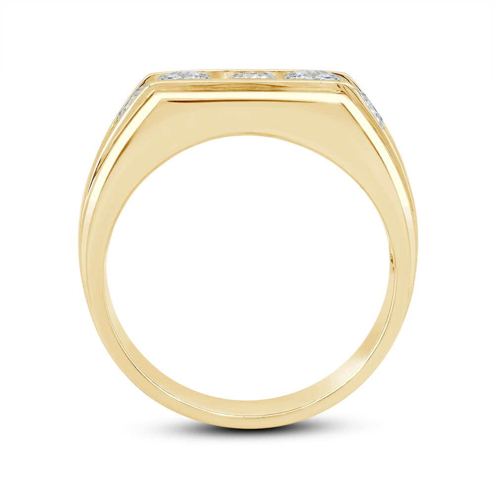 5 Stone Stepped Mens' Ring with 18KT Yellow Gold / Lab / 1 1/2 Cut Diamond in 14KT Yellow Gold / Lab / 1 1/2 view 4
