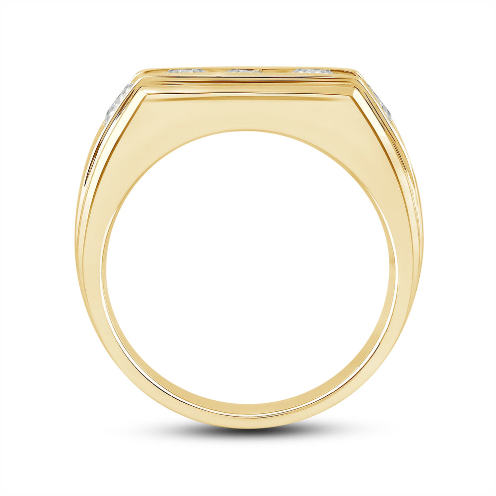 5 Stone Stepped Mens' Ring with 18KT Yellow Gold / Lab / 2 Cut Diamond in 14KT Yellow Gold / Lab / 2 view 4
