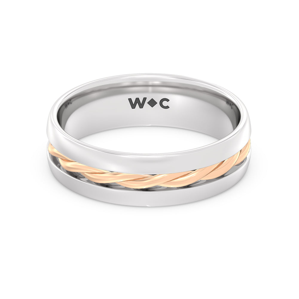 Twisted Rope Two Tone Band with 18KT White & Rose Gold / 0 Cut Diamond in 14KT White & Rose Gold / 0 view 1
