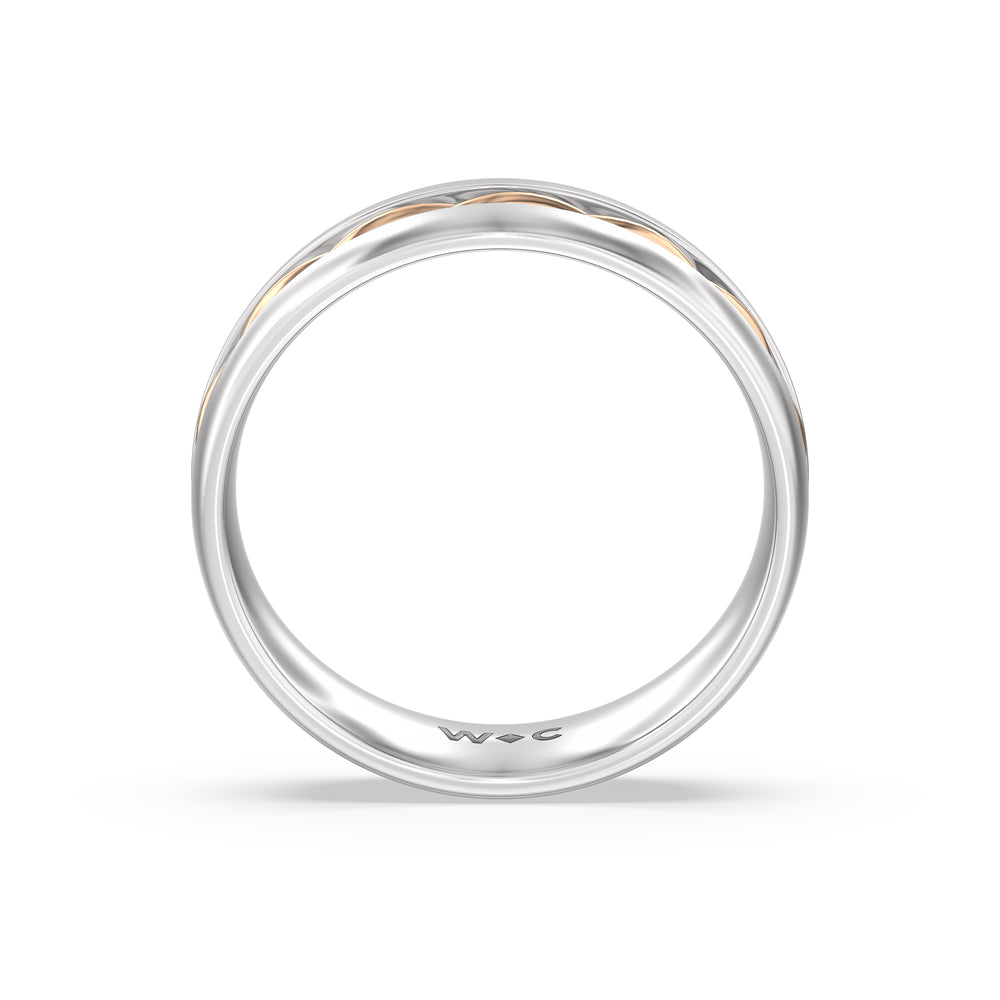 Twisted Rope Two Tone Band with 18KT White & Rose Gold / 0 Cut Diamond in 14KT White & Rose Gold / 0 view 2
