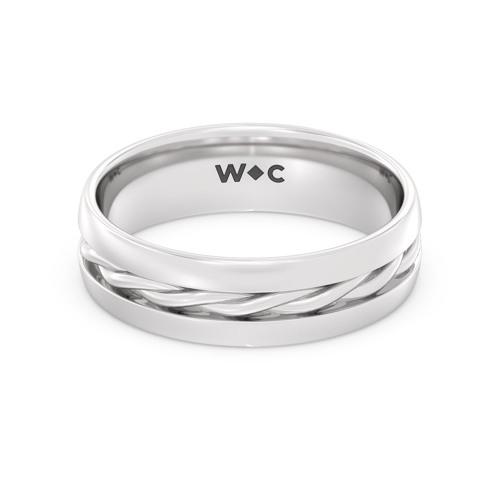 Twisted Rope Two Tone Band with Platinum / 0 Cut Diamond in 14KT Platinum / 0 view 1
