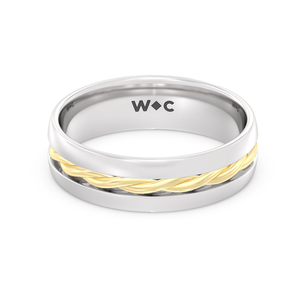 Twisted Rope Two Tone Band with 18KT White & Yellow Gold / 0 Cut Diamond in 14KT White & Yellow Gold / 0 view 1
