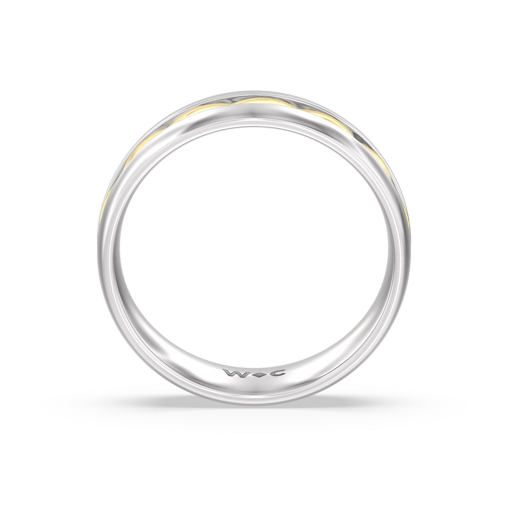 Twisted Rope Two Tone Band with 18KT White & Yellow Gold / 0 Cut Diamond in 14KT White & Yellow Gold / 0 view 2
