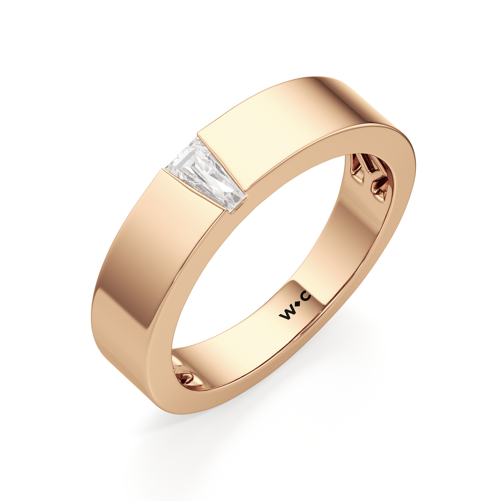 Tapered Baguette Solitaire Men's Ring with 18KT Rose Gold / Lab / 1/4 Cut Diamond in 14KT Rose Gold / Lab / 1/4 view 3
