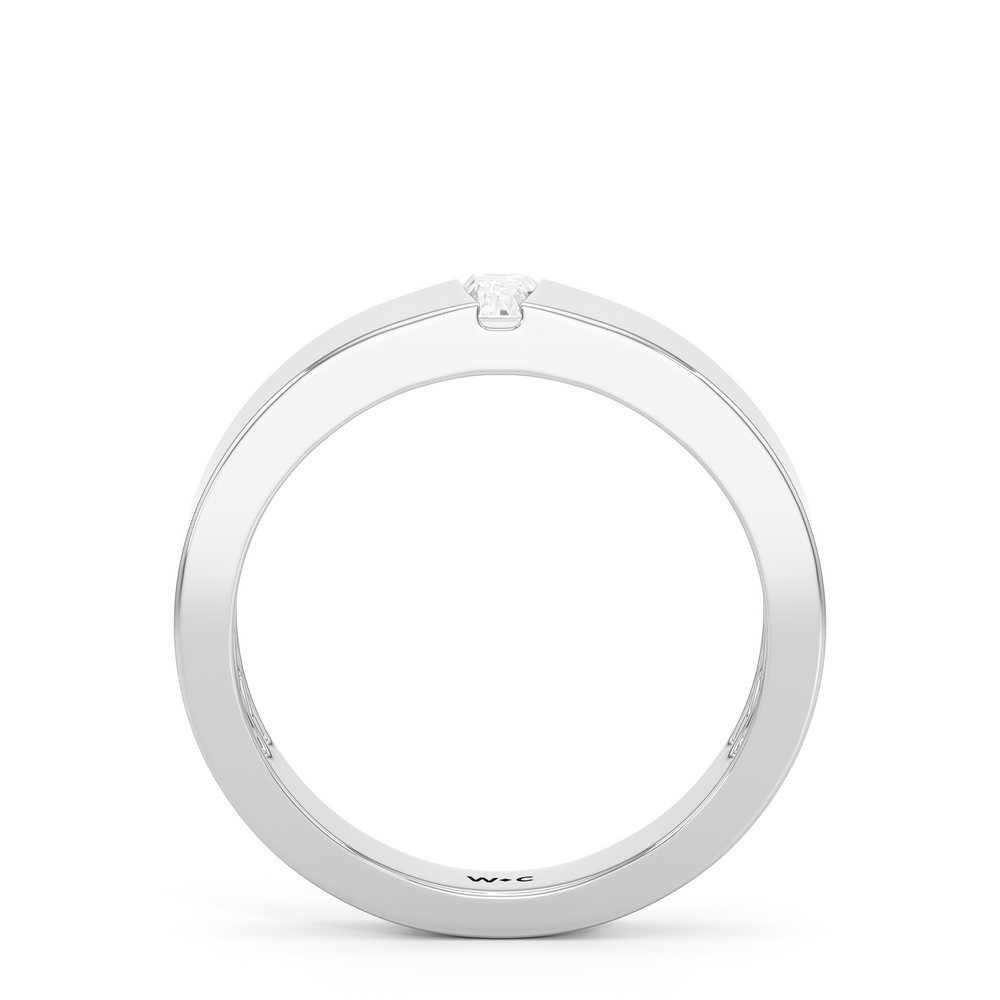 Tapered Baguette Solitaire Men's Ring with Platinum / Lab / 1/4 Cut Diamond in 14KT Platinum / Lab / 1/4 view 2
