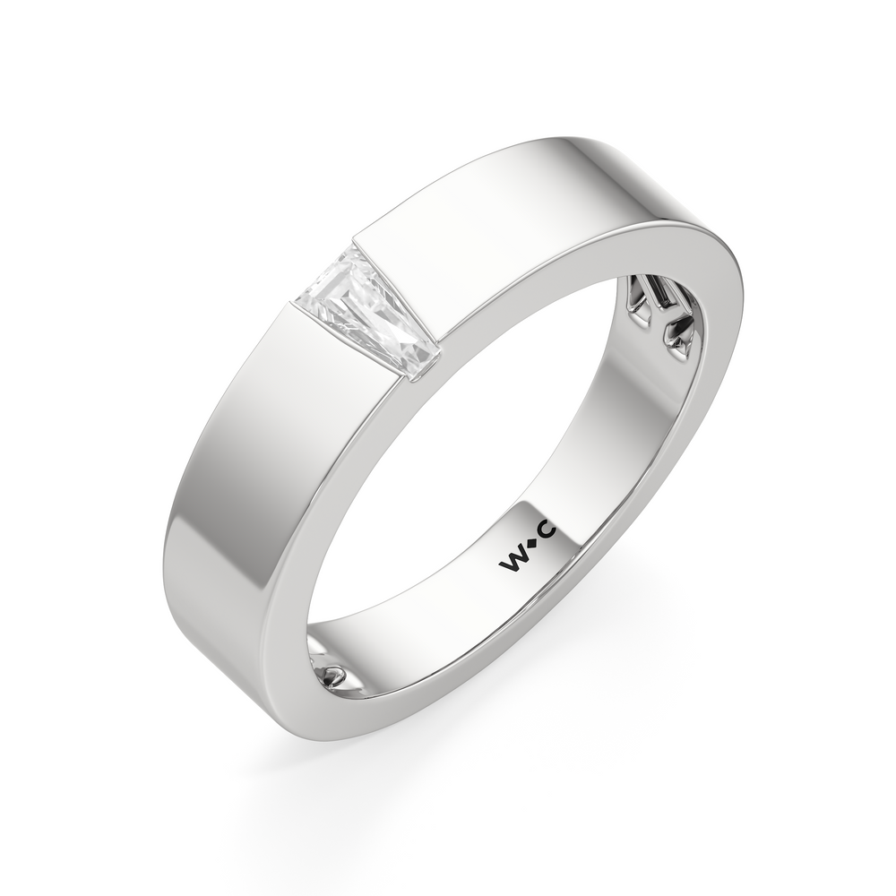 Tapered Baguette Solitaire Men's Ring with Platinum / Lab / 1/4 Cut Diamond in 14KT Platinum / Lab / 1/4 view 3
