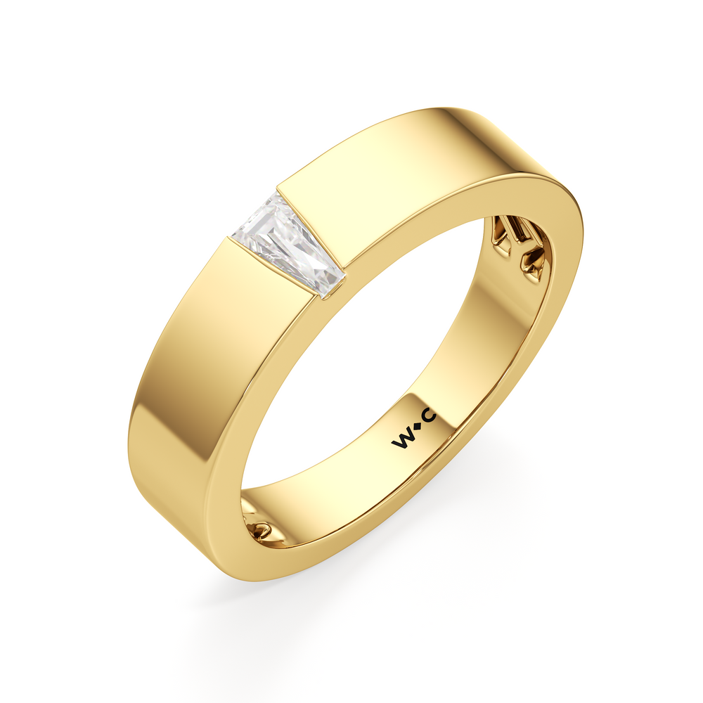 Tapered Baguette Solitaire Men's Ring with 18KT Yellow Gold / Lab / 1/4 Cut Diamond in 14KT Yellow Gold / Lab / 1/4 view 3
