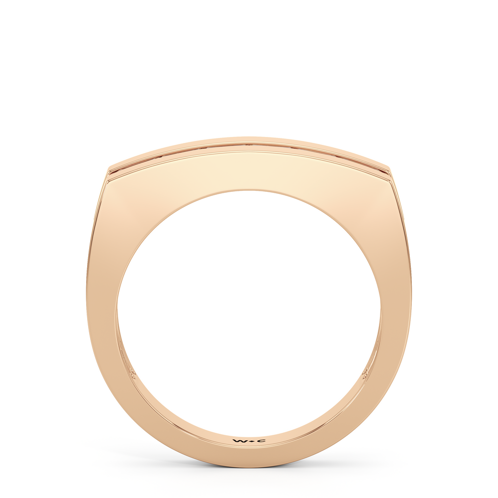 Diamond Channel Flat Top Men's Ring with 18KT Rose Gold / Lab / 1/2 Cut Diamond in 14KT Rose Gold / Lab / 1/2 view 2
