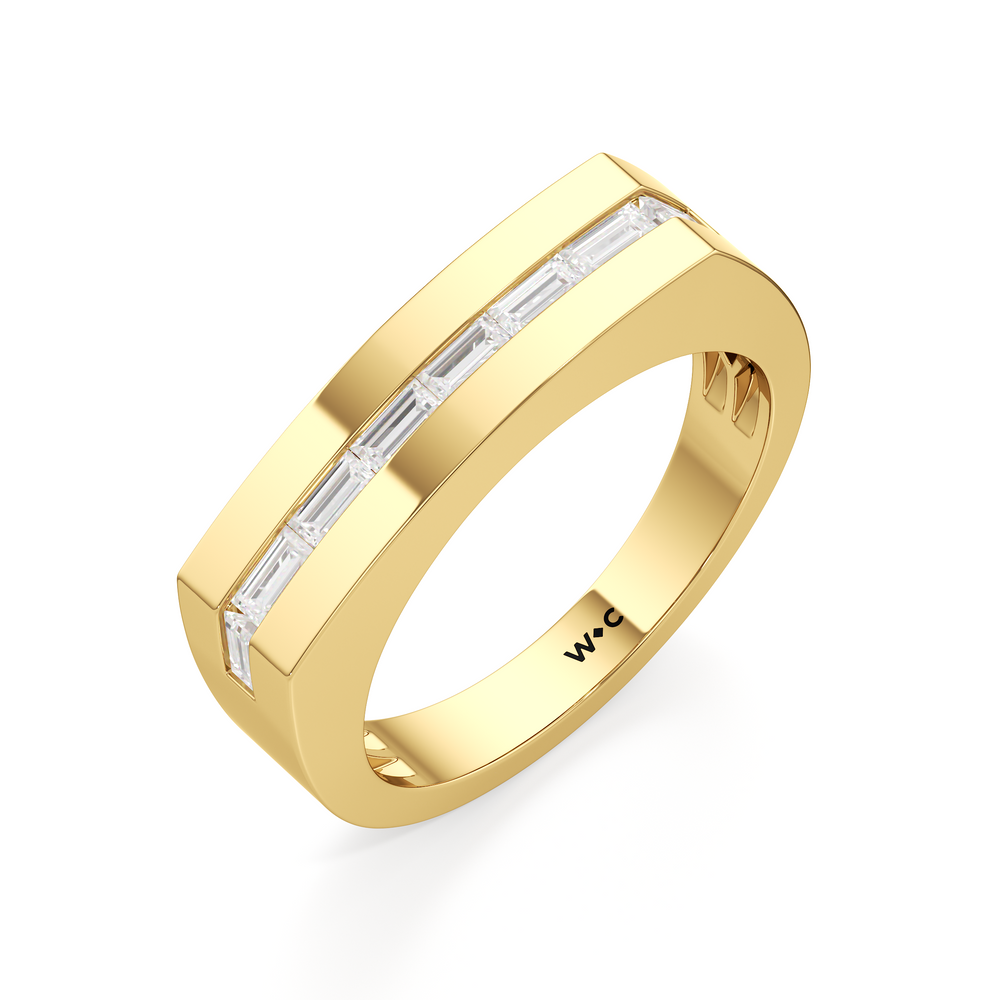 Diamond Channel Flat Top Men's Ring with 18KT Yellow Gold / Lab / 1/2 Cut Diamond in 14KT Yellow Gold / Lab / 1/2 view 3
